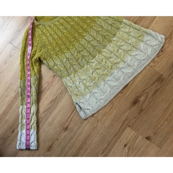 Anthropologie Sparrow Fading Rainbow Ombre Stripe Sweater Yellow Ginger - Picture 8 of 8